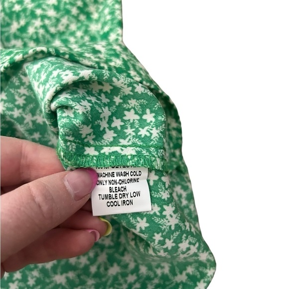 Papermoon Sleeveless Ruffle Strap Tank Green & White Floral Print Size 1XL NWT - Picture 5 of 10